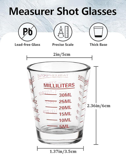Shot Glasses Measuring Cup Set 2PACK Espresso Shot Glasses Liquid Heavy Glass - Image 2