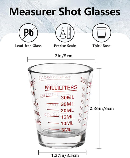SAIAOKJ Shot Glasses Measuring Cup Set 2PACK Espresso Shot Glasses Liquid Heavy - Image 2