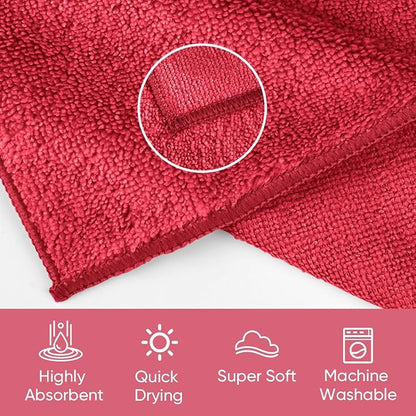 HOMEXCEL Red Microfiber Washcloths 12 Pack, Highly Absorbent and Soft Face Towel - Image 3