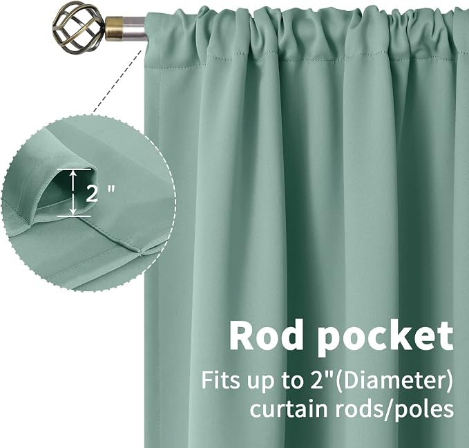 BGment Sage Green Blackout Curtains 40 Inches Long - Image 4