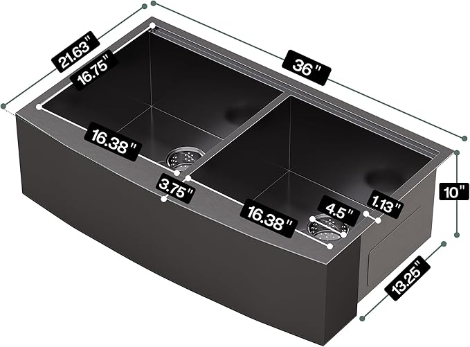 36-Inch Undermount Kitchen Sink Workstation, 16 Gauge Stainless Steel Double Bowl Kitchen Sink with Cutting Board, Drying Rack, Roll-Up Rack and Drain Assembly