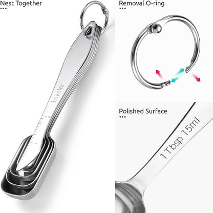 U-Taste Narrow Square Measuring Spoons: 18/8 Stainless Steel Kitchen Measure - Image 6