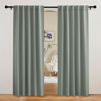 RYB HOME Sage Green Curtains for Bedroom, Vertical Privacy UV Protection Drapery by RYBHOME