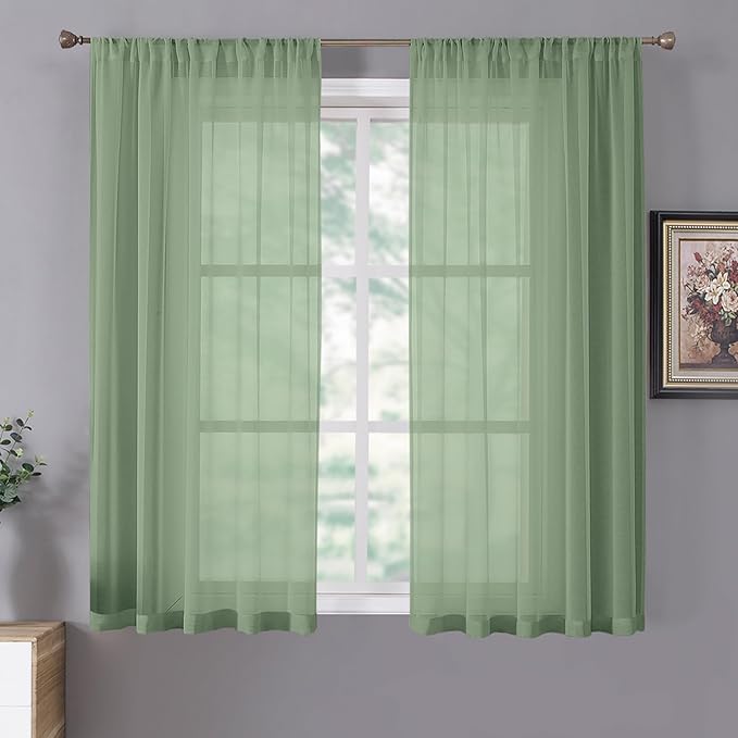 Tollpiz Short Sheer Curtains Living Room Linen Textured Curtain Sheers Light by Tollpiz
