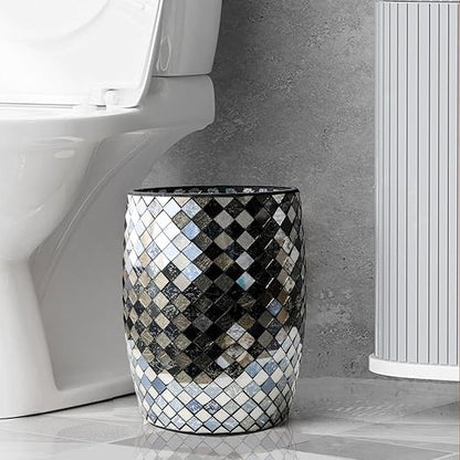 Escenzy Modern Bathroom Trash Can Mosaic Glass 5L | Decorative Small Garbage - Image 5