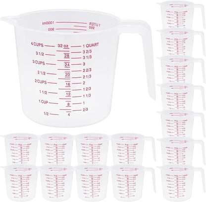 16 Pcs 4 Cup Capacity Plastic Measuring Cup, 32 Oz/1000 ml Clear Graduated by Unknown