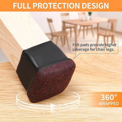 Ezprotekt 8 Pcs Extra Large Square Chair Leg Floor Protectors, Silicone Felt - Image 2