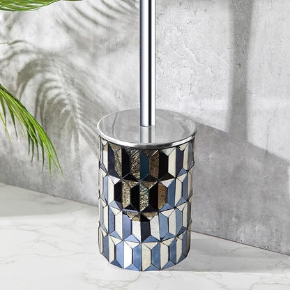 Escenzy Cute Toilet Brush and Holder Set Mosaic Glass | Non-Rustic Stainless - Image 7