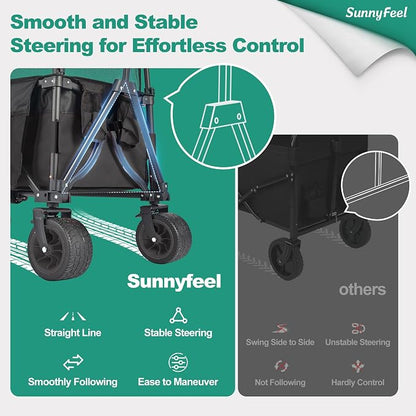 SUNNYFEEL Heavy Duty Collapsible Outdoor Utility Wagon Cart 500LB Capacity - Image 5