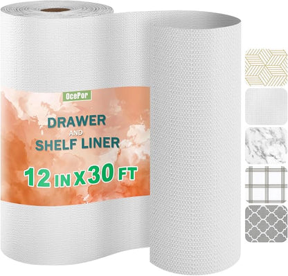 OcePor Non-Adhesive Drawer and Shelf Liner 12IN x 30FT, Non Slip Cabinet and by OcePor