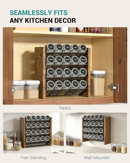 NESAPTO Spice Rack Organizer for Cabinet, Wood 4-Tier Vertical Seasoning - Image 6