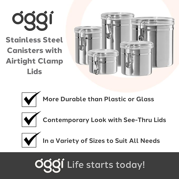 OGGI Stainless Steel Kitchen Canister 26 fl oz - Image 7