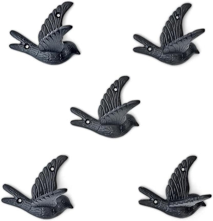 Ambipolar 5-Pack Bird Flying Style Coat Hooks, Vintage Black Hooks - Image 5
