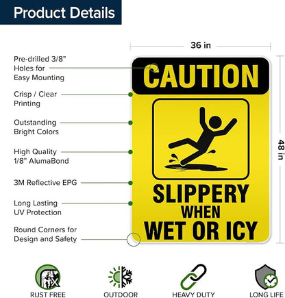 Caution Slippery When Wet Sign or ICY Sign, Indoor/Outdoor Use, USA MADE By My - Image 5