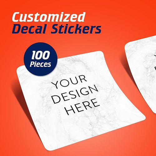 100 Custom Vinyl Stickers - Upload Your own Image, Text, Design, Logo - Personalized Logo Labels for Handmade, Packaging, Bottle, Jars, Candle, Brand Stickers (Silver Marble, 1.5x1.5 Square)