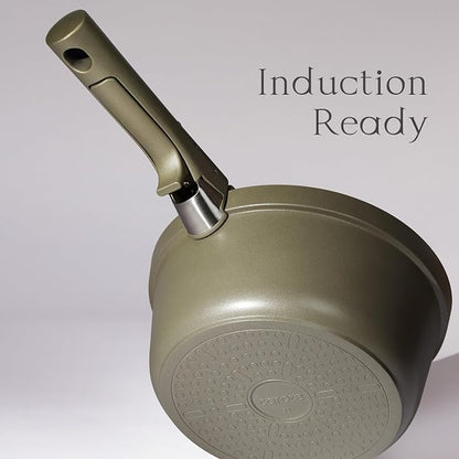 CAROTE Ceramic Saucepan Set 5.5QT/3QT/2QT，Nonstick Cooking Pots Set - Image 4