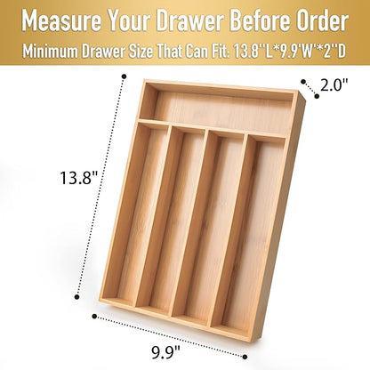 Silverware Organizer Bamboo Kitchen Drawer Organizer Utensil Organizer - Image 2