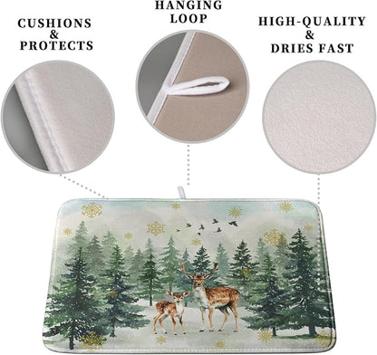 Reindeer Tree Snowflakes Christmas Dish Drying Mats - Image 3