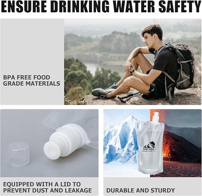 1L Hiking Collapsible Water Bottles, 4-Pack 33OZ BPA-Free Foldable Backpacking Water Bottle for Travel Camping Hiking