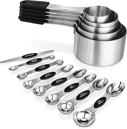 Magnetic Measuring cups and spoons Set, 5 Stainless Steel Magnetic Measuring by JIEJIE