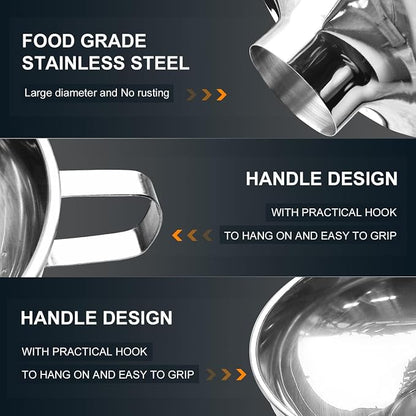 Walfos 5.5 Inch and 4 inch Stainless Steel Wide-Mouth Funnel - Image 5