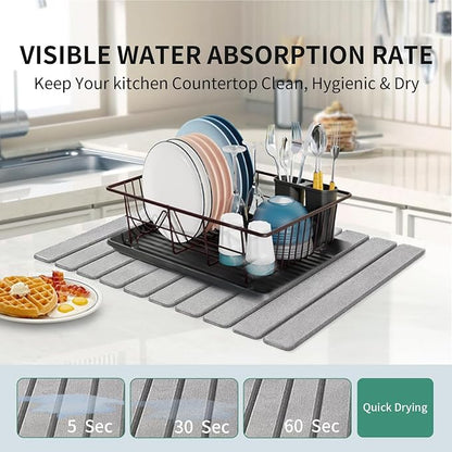 Stone Drying Mat for Kitchen Counter, Collapsible Dish Drying Mat, Fast Drying - Image 4