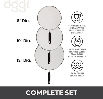 Oggi Set of 3 Stainless Steel Splatter Guard – 8”, 10” and 12” - Image 2