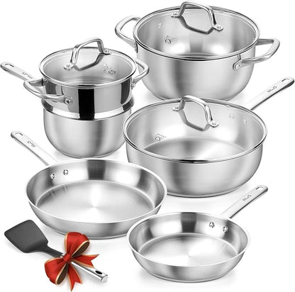 KOCH SYSTEME CS Stainless Steel Cookware Set 10 Piece, 18/10 Stainless Steel by KOCHSYSTEMECS