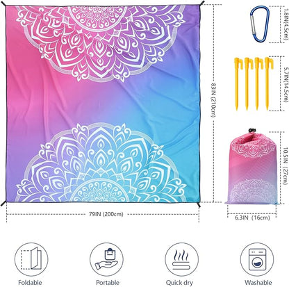 WIWIGO Beach Blanket Waterproof Sandproof Beach Mat 79" X 83"/10'x9'for 2-8 - Image 2