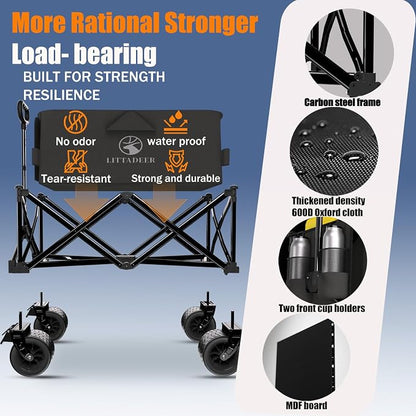 Collapsible Wagon Cart with Silent All-Terrain Wheels, Foldable Heavy Duty - Image 4