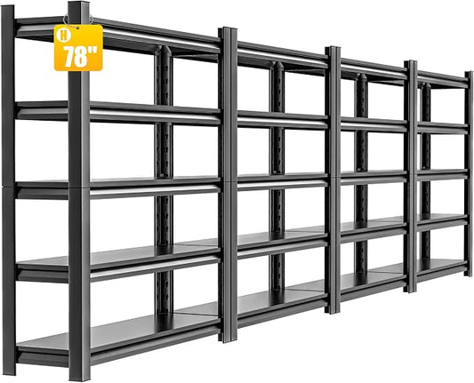 78" H 47.2" Wide 4 Piecees Garage Shelving, Thickened Heavy Duty Metal Shelving by HzdbhdGarageShelving