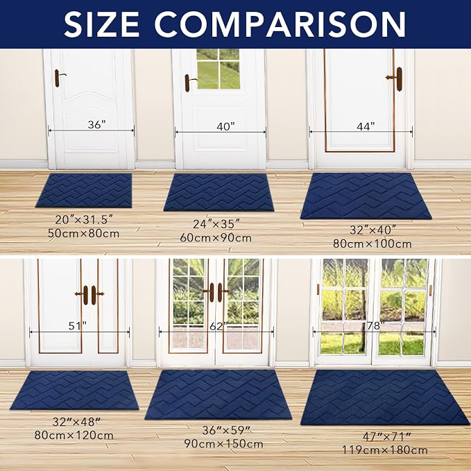 hicorfe Indoor Doormat, Front Back Door Mat Rubber Backing Non Slip Door Mats - Image 5