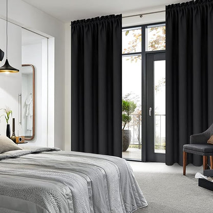 DWCN Black Blackout Curtains for Bedroom – Rod Pocket Thermal Insulated Energy - Image 2