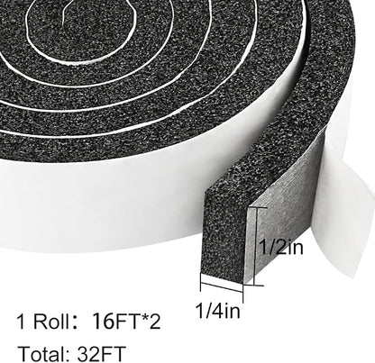 2 Rolls 1/2 Inch W 1/4 T Weather Stripping Air Conditioner Open Cell Foam Seal - Image 4