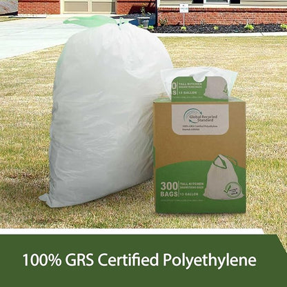 TYPLASTICS 300 Count 13 Gallon Tall Kitchen Drawstring Trash Bags, GRS Compliant - Image 3