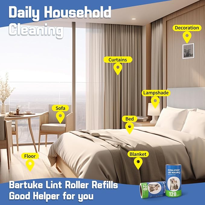 Extra Sticky Lint Roller Refills 6 Pack fit 3.8"-4" Standard Size Lint Roller - Image 7