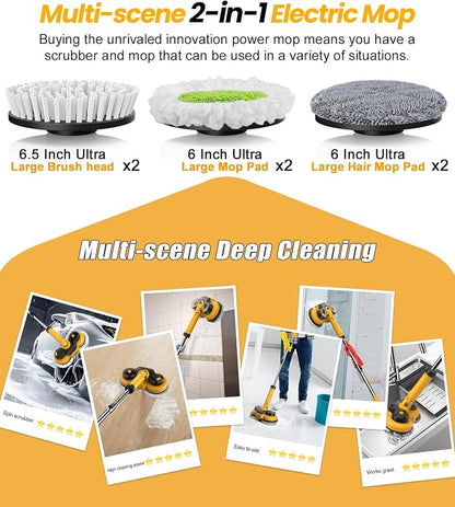qimedo 6000mAh Battery Electric Mop M1, 800RPM Cordless Electric Power Scrubber - Image 7