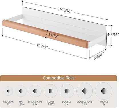 KES Magnetic Paper Towel Holder, Wood & Metal Paper Towel Roll Holder, - Image 5