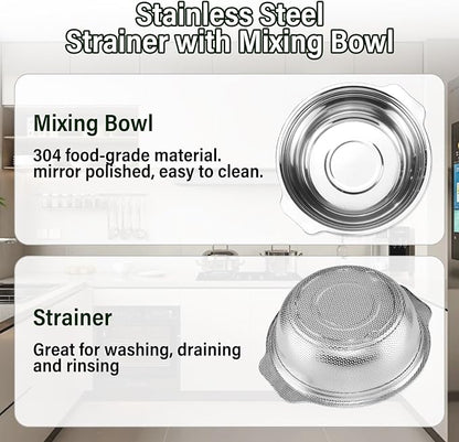 Stainless Steel Colander, 4.5QT Large Capacity - Image 3