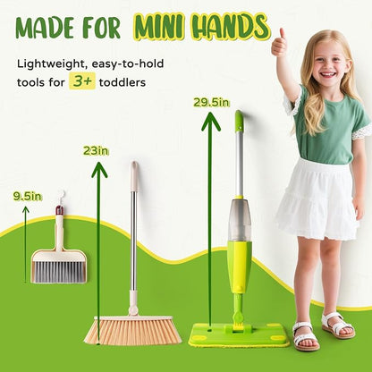 Kids Cleaning Toy Set, Mini Spray Mop Montessori Toys Pretend Play Cleaning Tool - Image 3