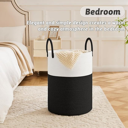 Laundry Basket, Woven Cotton Rope Laundry Hamper, 60L - Image 4