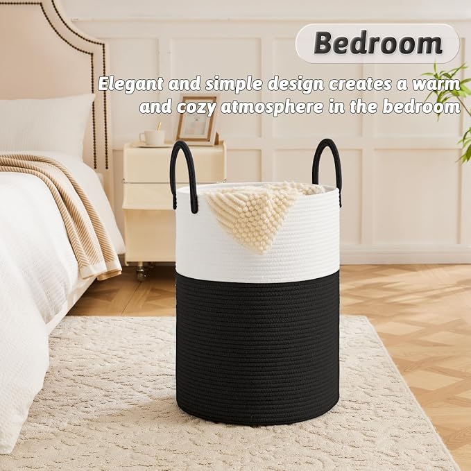 Laundry Basket, Woven Cotton Rope Laundry Hamper, 100L - Image 4