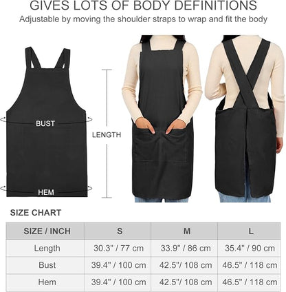 ELEZAY Aprons for Women with Pockets Plus Size Comfort Cross Back No Tie Cotton - Image 5