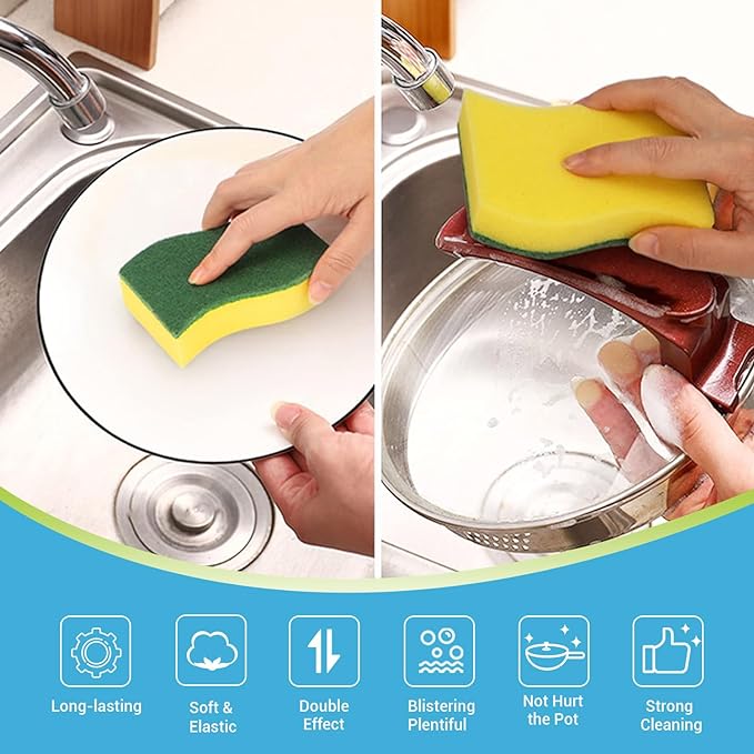 AIDEA Sponges Kitchen, 50 Pack Heavy Duty Dish Sponge, Cleaning Dish Scrubber - Image 2