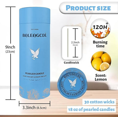 Lemon Scented Yellow Pearled Candle 18oz Luxury Sand Candle Granulated Wax - Image 2