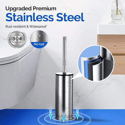 HAMITOR Toilet Brush and Holder Set: 304 Stainless Steel Heavy Duty Bowl - Image 3