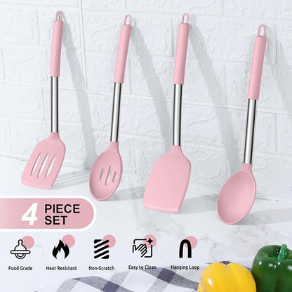 E-far Cooking Utensils Set of 4, Silicone Kitchen Utensils - Image 3