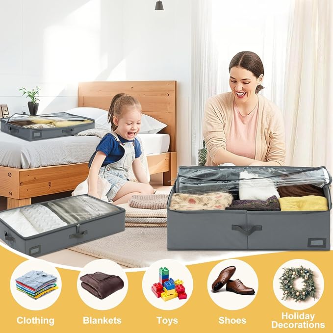 10-Inch Under Bed Storage Containers | Sturdy Sidewalls | Clear Cover & Label - Image 6