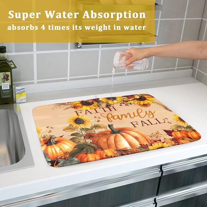 Faith FamilyFall Dish Drying Mat 16X18 Inch Thanksgiving Mats - Image 7