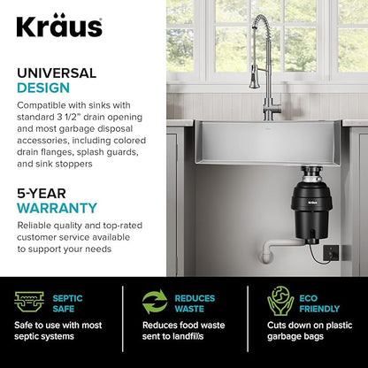 KRAUS Kore Workstation 30-inch Undermount 16 Gauge Stainless Kitchen Sink, Single Bowl Kitchen Sink with 1 HP Garbage Disposal,KWU110-30-100-100MB